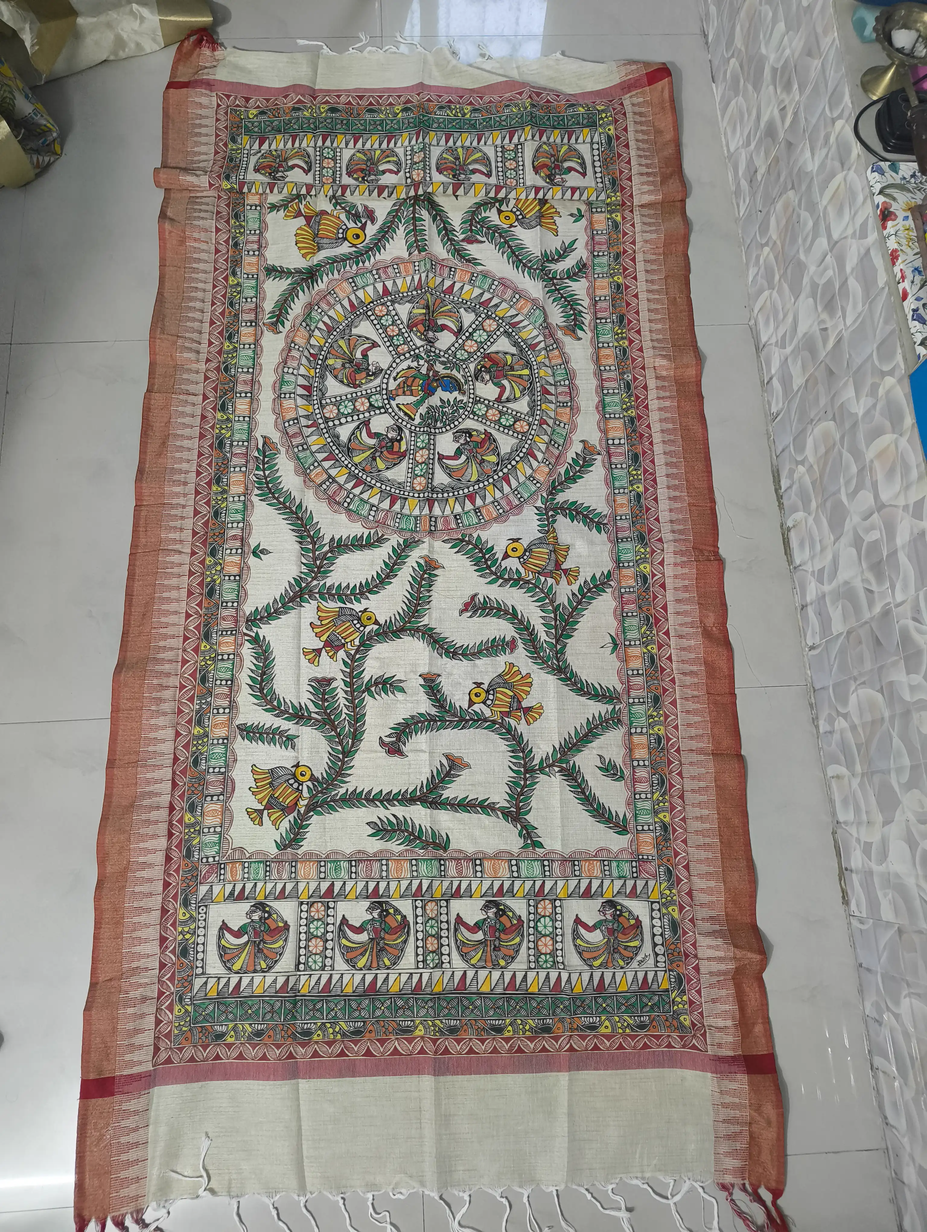 Raas Leela Khadi Cotton Mithila Dupatta - View 1